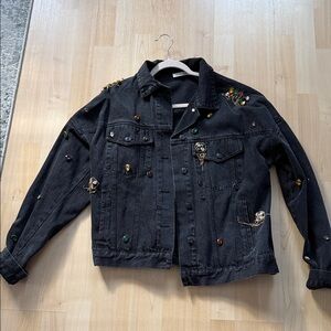 12th Tribe Black Jean Jacket with Embellishments